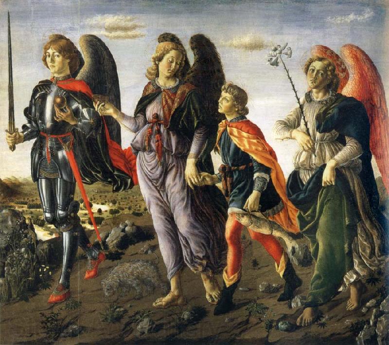 Francesco Botticini Tobias and the ore angels Michael, Rafael and Gabriel Norge oil painting art